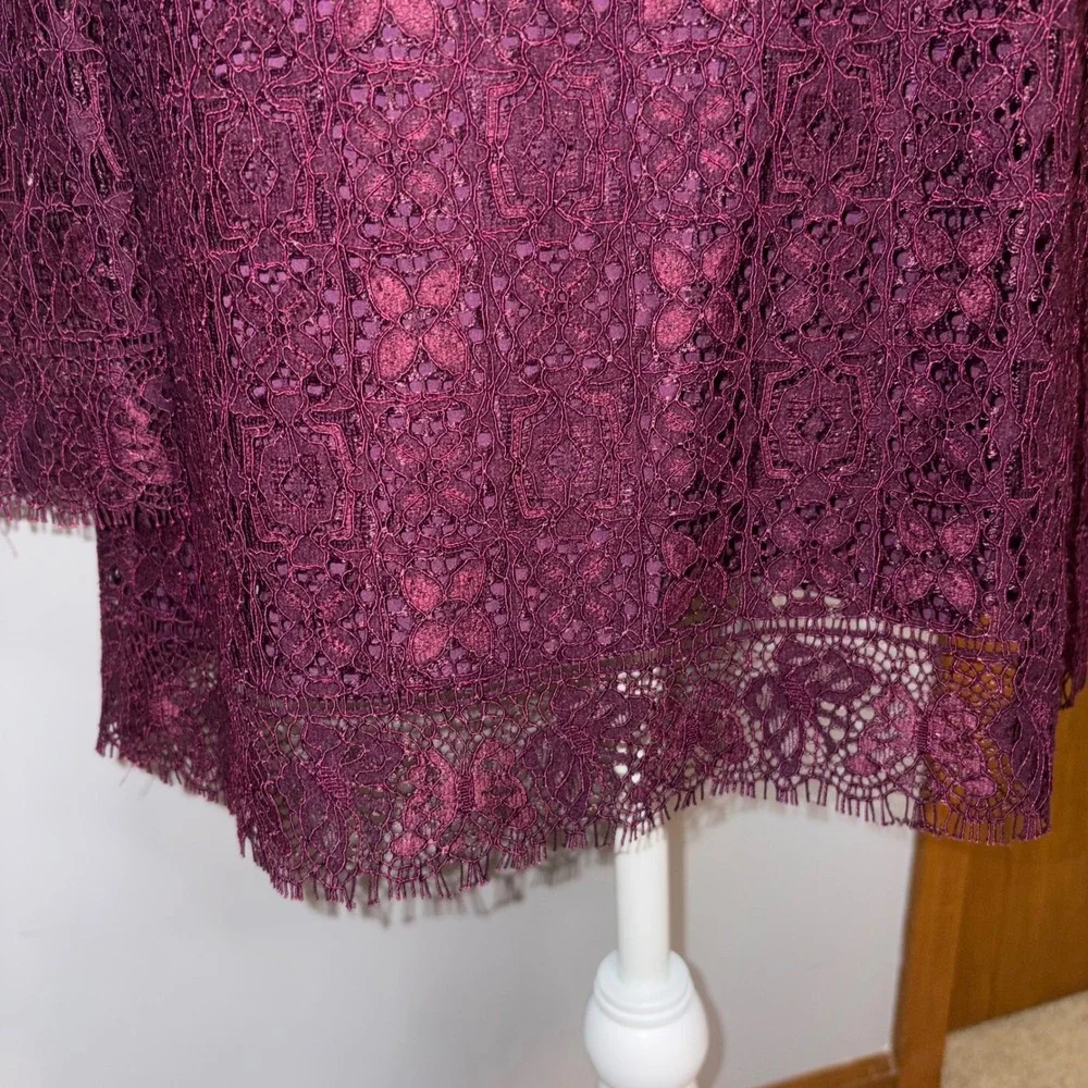 Free People Honey Honey mini dress Burgundy Lace‎ V-Neck Open Back Long Sleeve